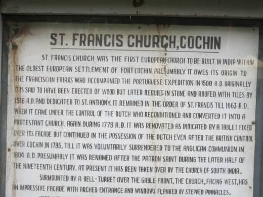 The history of the church is revealed on this Marble plaque. Photo taken by me from inside the church.