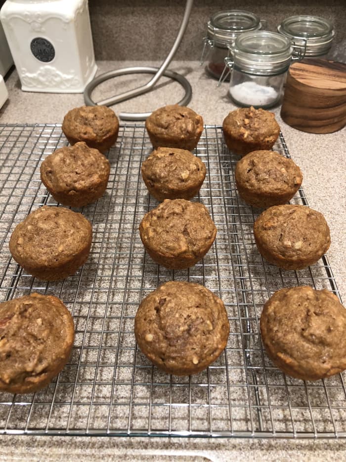 A nice warm muffin is a nice treat. Look at all those pecans. Of course, the nuts are optional.