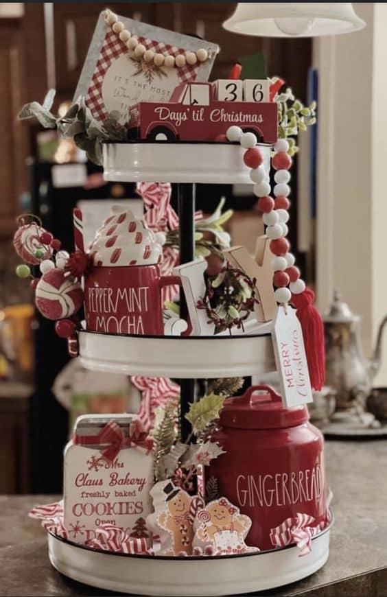 35+ DIY Christmas Tiered Tray Décor Ideas - FeltMagnet