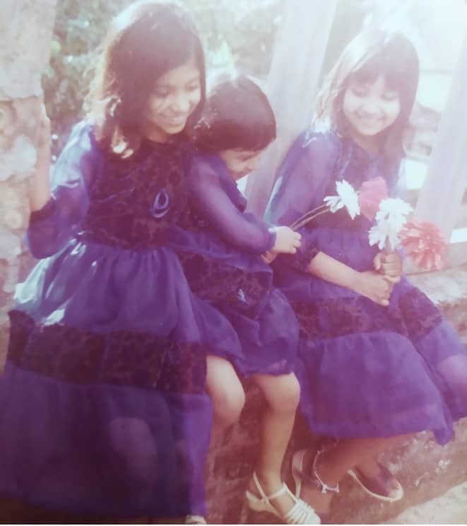 Pic: My Seventh Birthday With My Younger Sisters (left); Myself (rightmost) at Our Eldest Aunt's Place