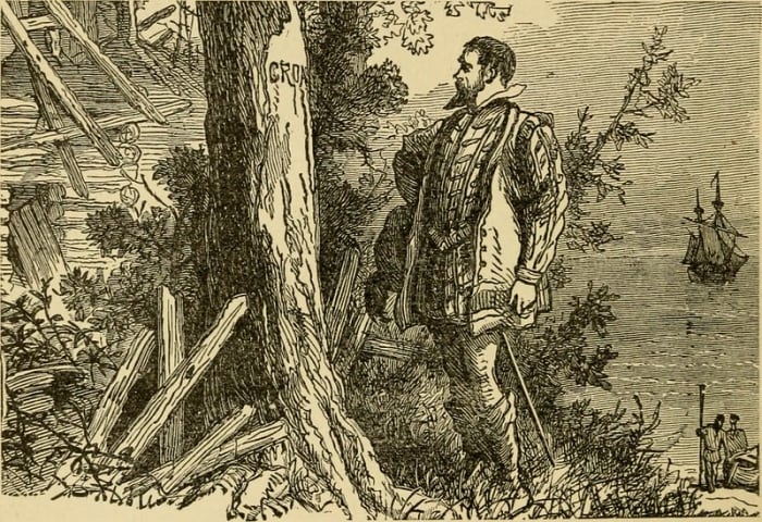 A word was carved into a tree at the Roanoke colony's fort palisade. The word was left for the Governor returning from sea: "Croatoan."