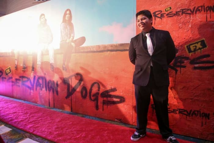 Lane Factor (Cheese) at the Reservation Dogs Season 2 Premier at River Spirit Casino Resort.