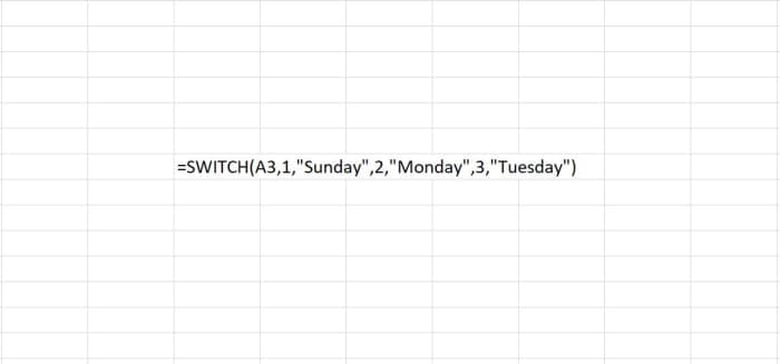 The switch function is shown in use. This function is great for displaying data in one cell that is contingent on the type of data that appears in another cell.