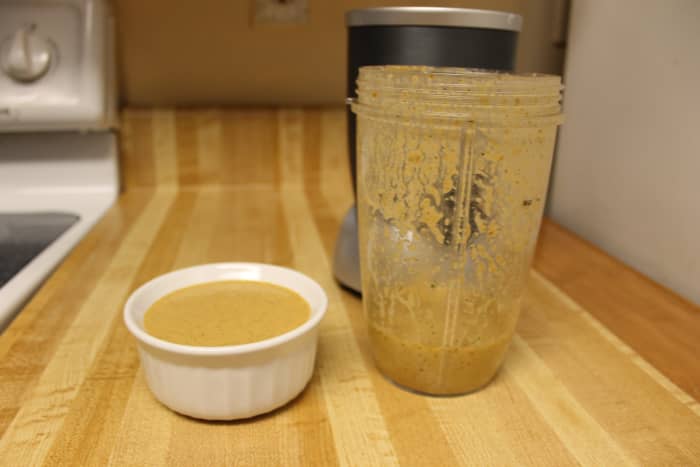 Gently pour the dip into the bowl. Refrigerate the rest. This dip will taste even better after being refrigerated overnight.