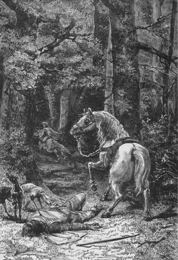 William II Rufus' death depicted in the 1895 publication Ridpath's Universal History.