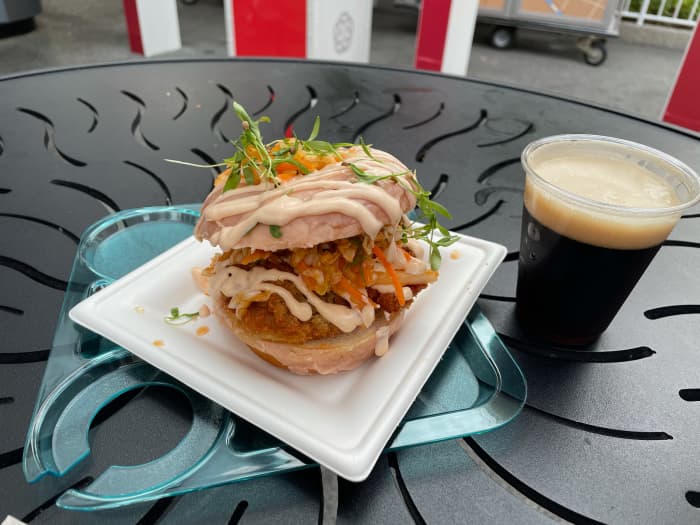 This dish was the best of the fest 2021, it was a full on chicken sandwich between two sriracha glazed donuts. It was pretty good and a lot of food for the price, but very messy to eat.