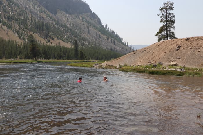 Madison campground has the river adjacent for swimming and fishing activities.