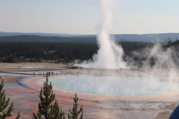 Camping inside the park will allow uncrowded access in the early morning hours. We were able to see Old Faithful and Grand Prismatic (pictured) with almost no crowds.