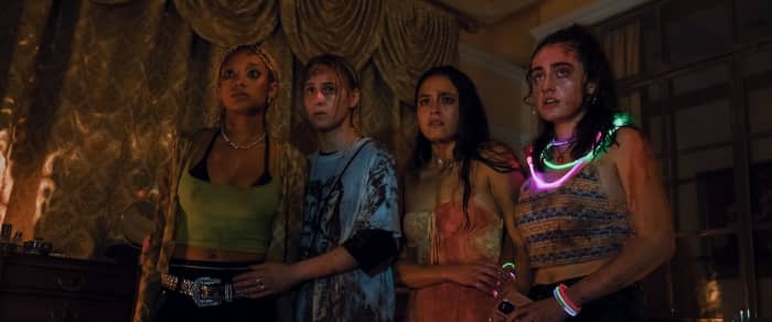 L-R: Amandla Stenberg, Maria Bakalova, Rachel Sennott, and Chase Sui Wonders in Halina Reijn's Vengeance.