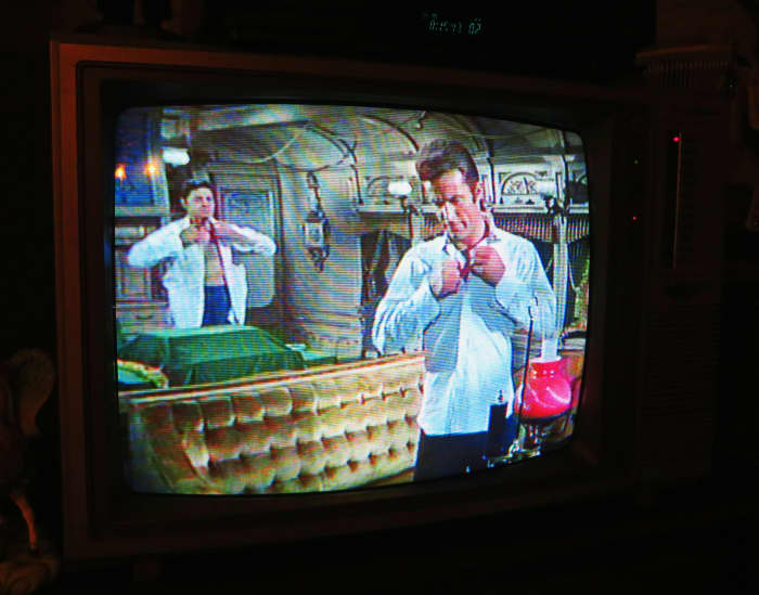 Curtis Mathes Color Television Model H1950MW, Playing, The Wild Wild West, The Night of the Bubbling Death, Episode aired September 8, 1967, VHS Columbia House. Agents James West and Artemus Gordon,