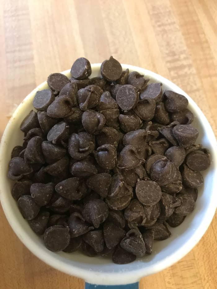 I use just plain old chocolate chips and the kids never complain - I actually have to hide them. But pick your own favorite brand and style!