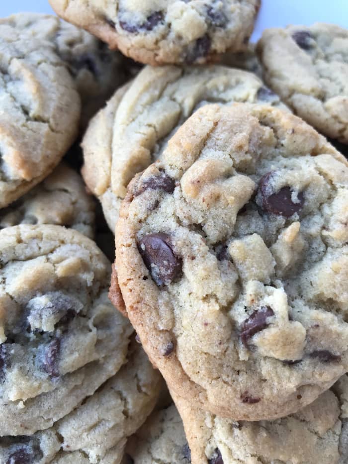 Fresh out of the oven, these chocolate chip cookies are soft. After they cool they remain soft in the center, crispy on the edges and buttery good.