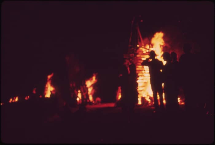 Miles of bon fires on the levee guide Papa Noel to his destination and a good time is had by all.
