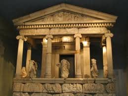 An ancient monument to the Greek gods in the photo. Throughout the old continent of Europe, there are lots of statues and other monuments to remind us about the old religions?