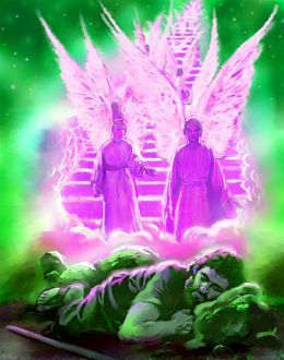 This is the angel poem of these religious writings. You, angels of the realm of glory, you tell us about the eternal story, you tell us about the creator's glory, you tell us the wonders of God's creation.