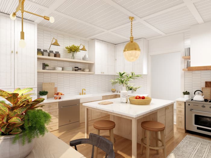 An earth-based kitchen will harmonize different elements. There will be both rounded and square objects. Pottery will be on display. The kitchen will look inviting, not intimidating.