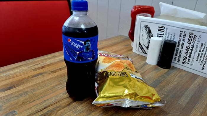 I washed down my delicious meatball sub with a refreshing, ice-cold Pepsi!