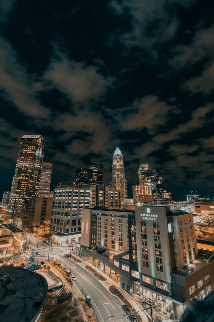 Fort Mill, South Carolina, is a suburb of Charlotte, North Carolina (pictured), so residents can easily work in either state.