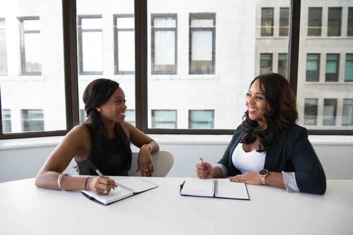 Make eye contact throughout the interview. People who look around the room seem distracted, and those who look down at the floor will appear to have low self- esteem.