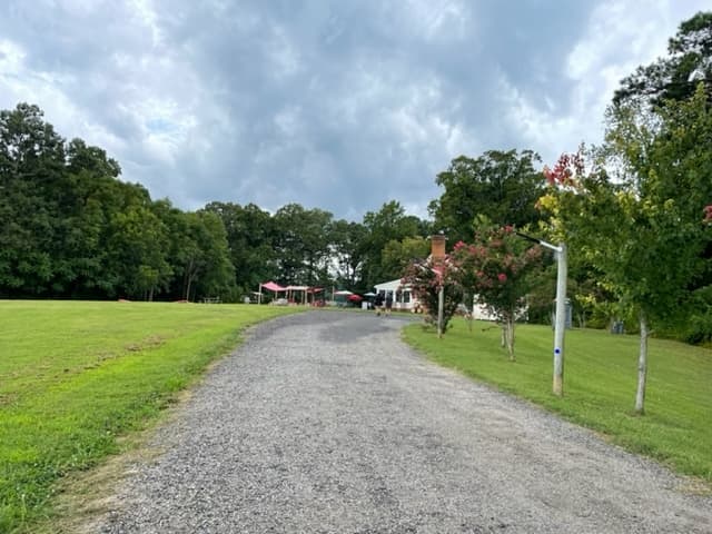 The walk up to the winery is pretty long. It really looks like the building was a house at one point in time.