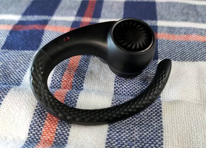 While larger than typical, this ear ring fitted earbud is not likely to come loose and fall