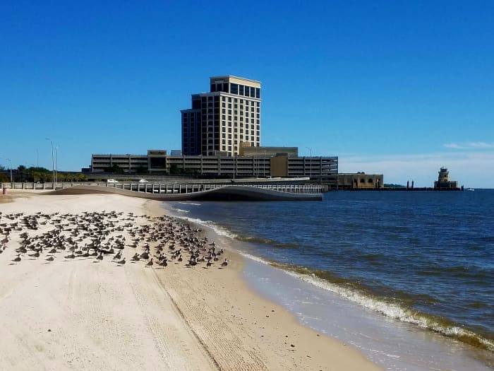 A view of the Beau Rivage from the almost private, Biloxi Beach, Mississippi.