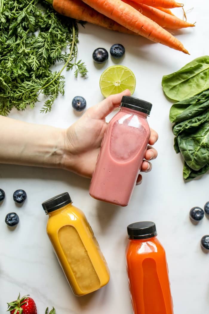 To promote glowing skin, make your own juice drinks so you know the ingredients. Most store brands contain high levels of sugar and sodium.