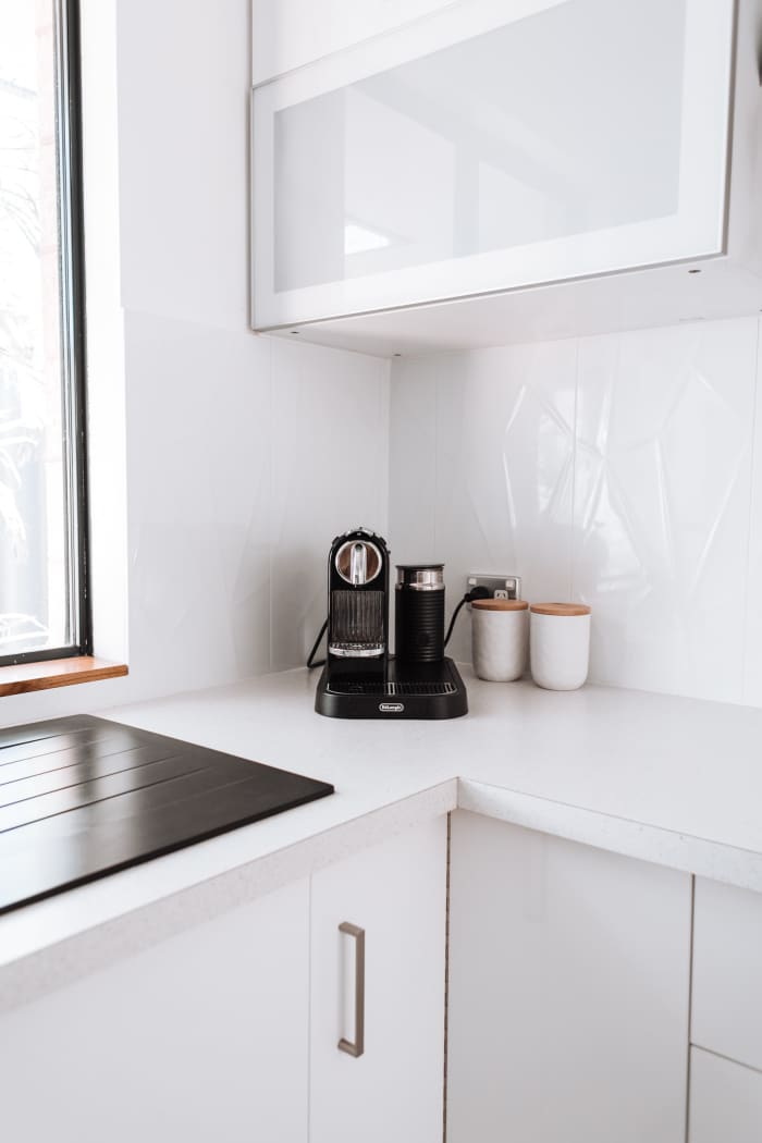 Before letting people tour your house, make sure to remove any smudges or scratch marks from counters and walls.