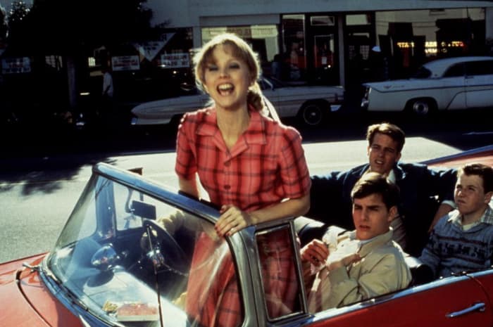 Following an argument, Kathy (Shelley Long) hitches a ride with Woody (Tom Cruise) Spider (John Stockwell) and Wendell (John P. Navin, Jr.) to Tijuana for a quickie divorce