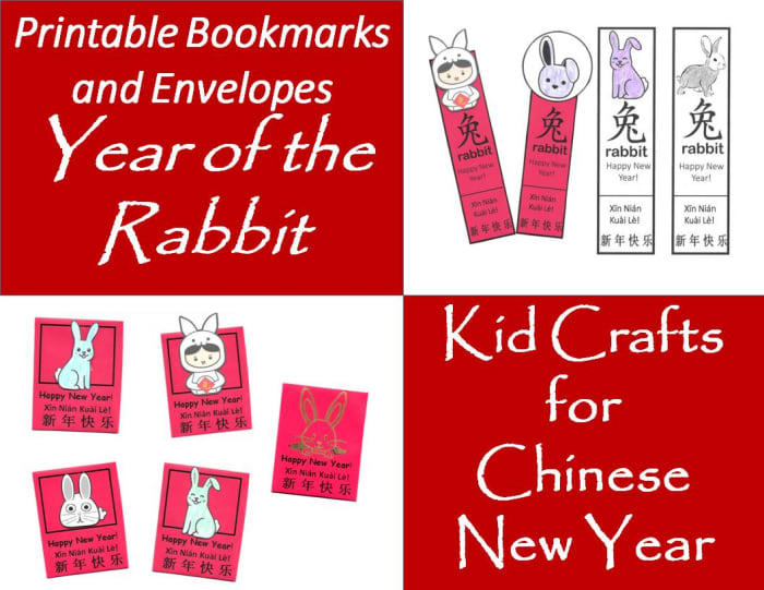 Printable Envelopes and Bookmarks for Year of the Rabbit, Chinese New