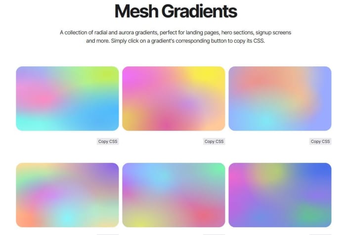 Here are some examples of mesh gradients provided in Isotope UI's background pack.