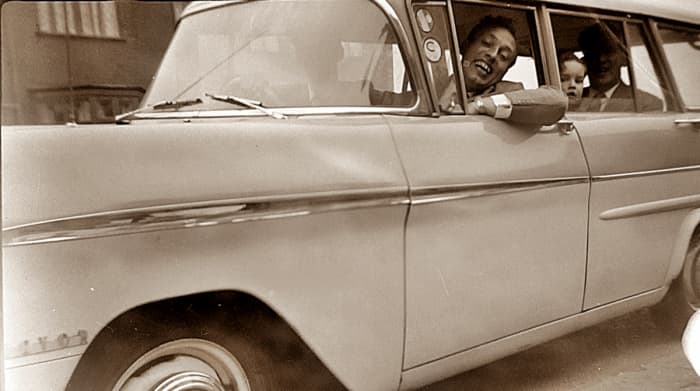 Dad in his younger days - on this occasion, he was a passenger in his friend's car and not driving, although he had even driven with a broken ankle when a young man!