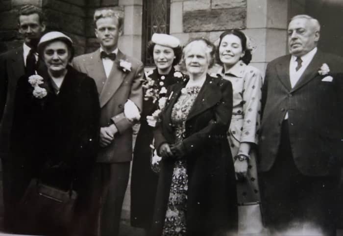My Auntie Eileen marries my Uncle Bill Bennett. Grandad Evans is on the right, Grandma Evans on the left, Auntie Josie second right.