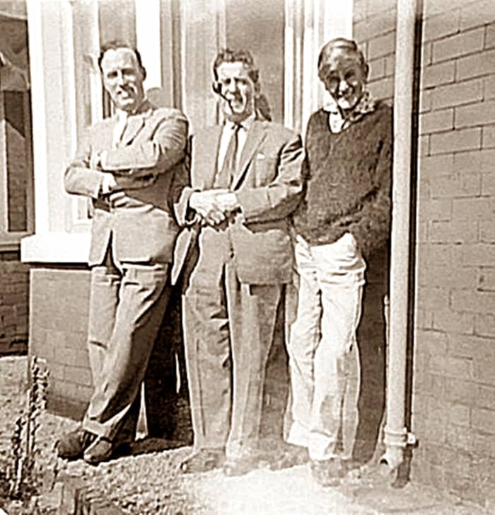 Three generations of our family: Dad, grandad and my older brother outside our house. Dad had driven to Gisburn to pick up grandad and they were relaxing in the garden after the journey.