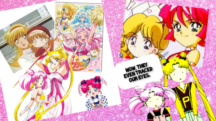 Some of the animation in "New Cutie Honey" shows tracing over the eye shape and many of the movements from "Sailor Moon."