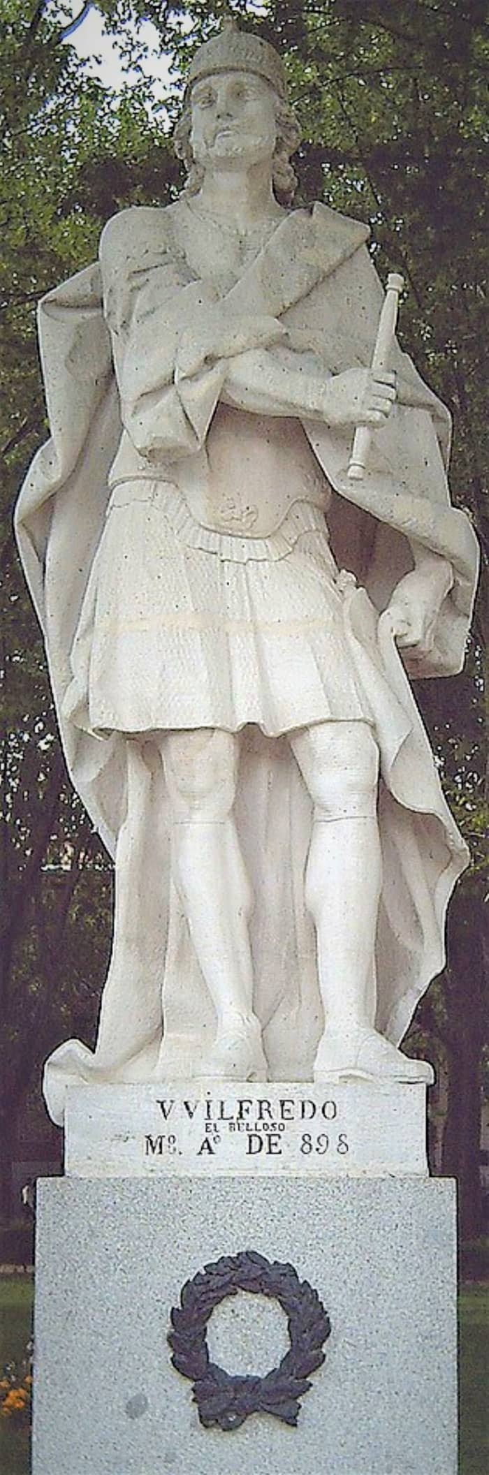 Wilfred the Hairy's statue in Plaza de Oriente, Madrid, Spain. It was created in the 1700's by Carmona.