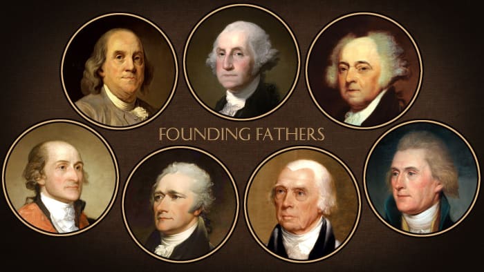 Benjamin Franklin, George Washington, John Adams, John Jay, Alexander Hamilton, James Madison, Thomas Jefferson. All except Adams owned or trafficked slaves.