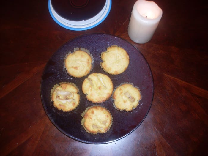Grilled chicken corn muffins, made with Jiffy brand corn muffin mix and Tyson brand fully cooked grilled chicken strips.