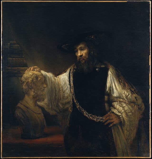 Painting of Aristotle with a Bust of Homer, Rembrandt circa 1653