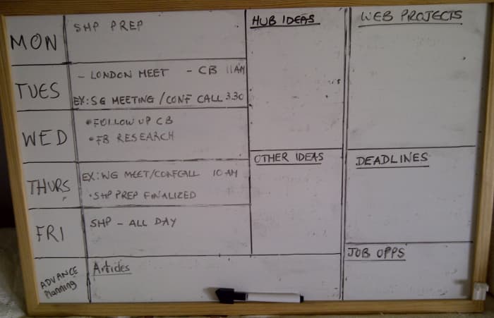 Work at Home Planner - You decide what sections to have on your Planner! For me the left hand side changes every week and the right hand side is for 'future' and ideas.