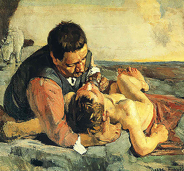 The Samaritan was the only man kind enough to help the hurt man.