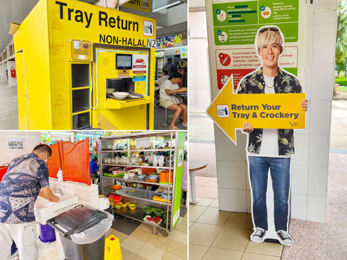 Singaporean law requires all to return trays and crockery after dining at hawker centres. And it’s easy to do so.