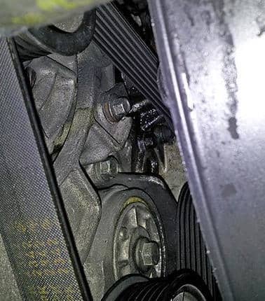 Check drive belt operation and condition.