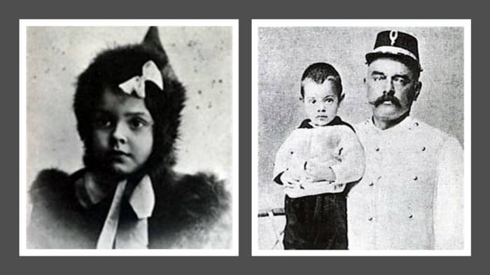 Her children Louise Jeanne and Norman-John, with his fathe