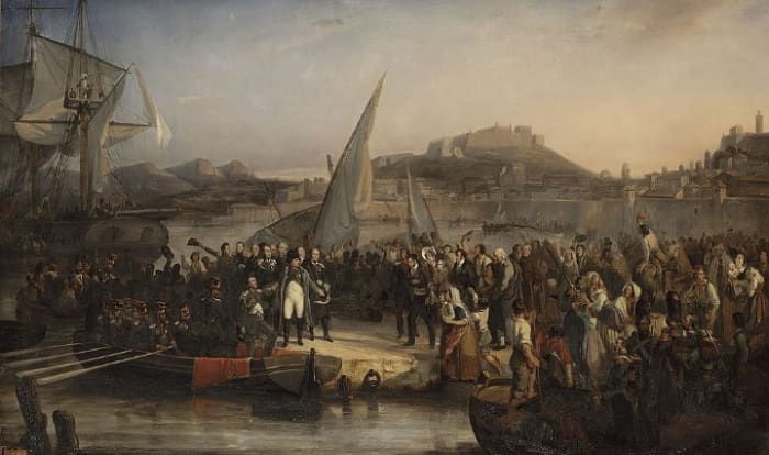 Napoleon leaving Elba on 26 February 1815, by Joseph Beaume (1836)