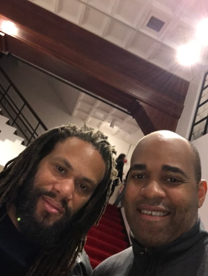 Tony and Franklin Leonard (founder- The Blacklist) at a live reading at the Ricardo Montalban Theater.
