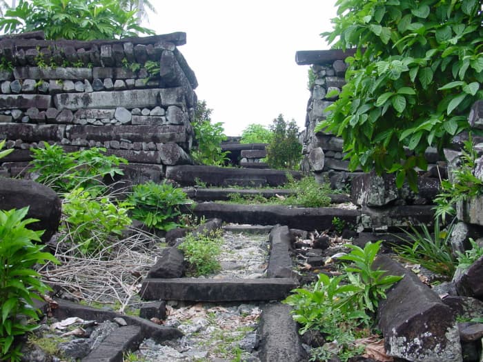 Nan Madol is built in a lagoon with 99 small artificial islands intricately linked by a network of canals.