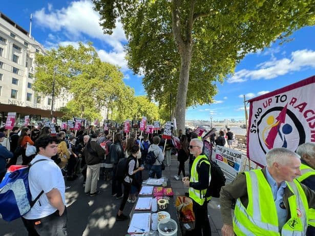 Protesters march through Whitehall towards Scotland Yard in London on 10 September to protest the murder of Chris Kaba. Kaba was shot dead by a metropolitan police officer after a chase. Guy Smallman / Getty Images