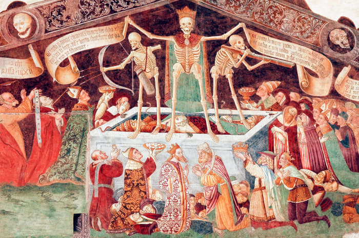 Danse macabre, the "Dance of Death", refers to the medieval belief — expressed through poems and art — that death was inevitable and all-conquering.