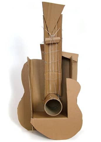 Guitar – 1912 Cardboard and string. ‘Most radical change in sculpture since bronze casting’ Shifting from mass to plane, from closed volume to open construction...building up the form from component parts.